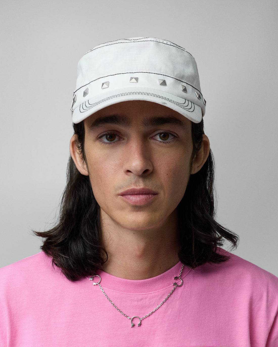 Studded White Guerrilla Cap