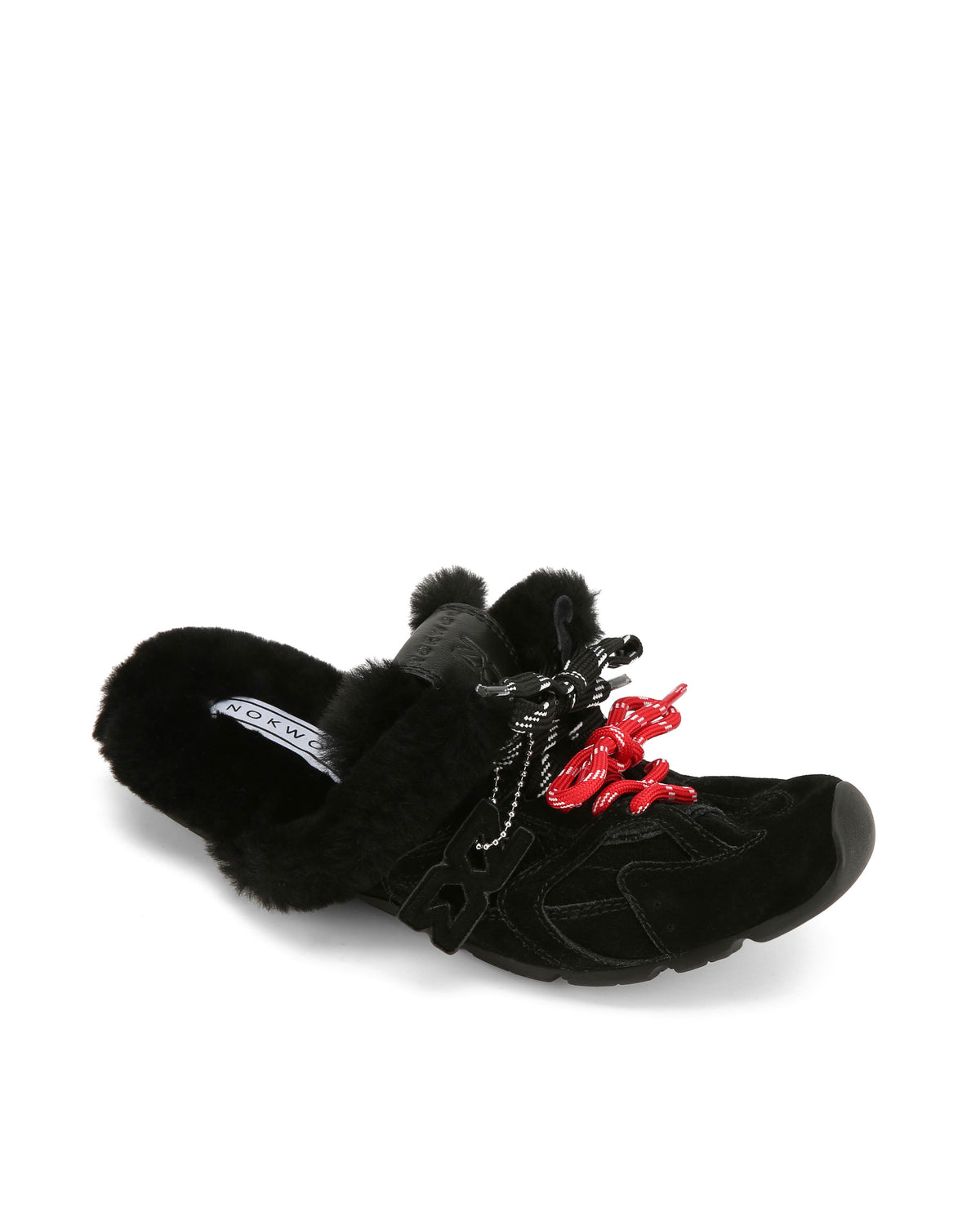 Atlas Mule Black Suede Mules - side lace view