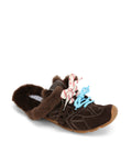 Atlas Mule in Brown Suede - lace style view
