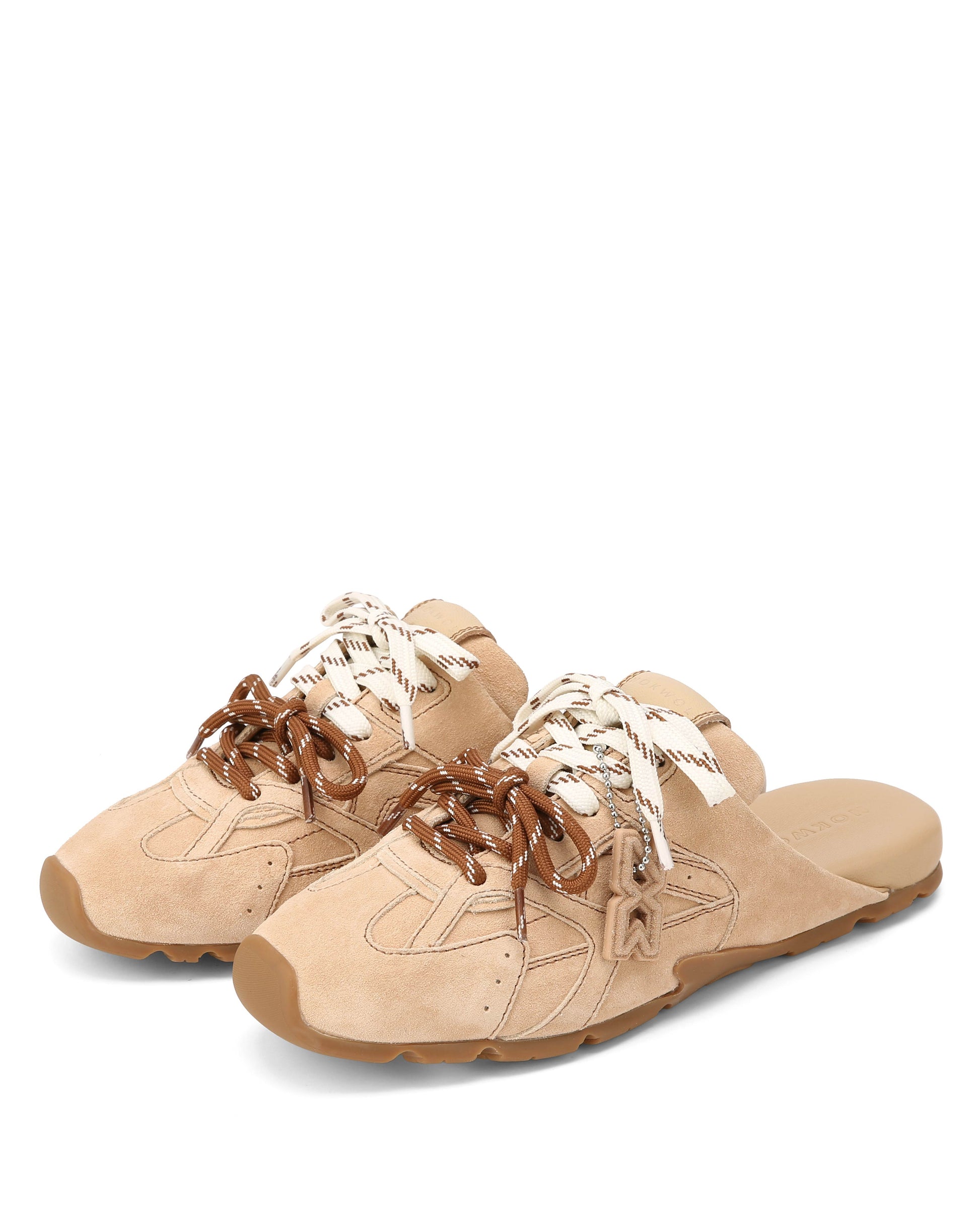 Atlas Slide Beige Suede Mules - pair view