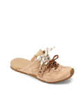 Atlas Slide Beige Suede Mules - side lace view
