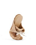 Atlas Slide Beige Suede Mules - side angled view