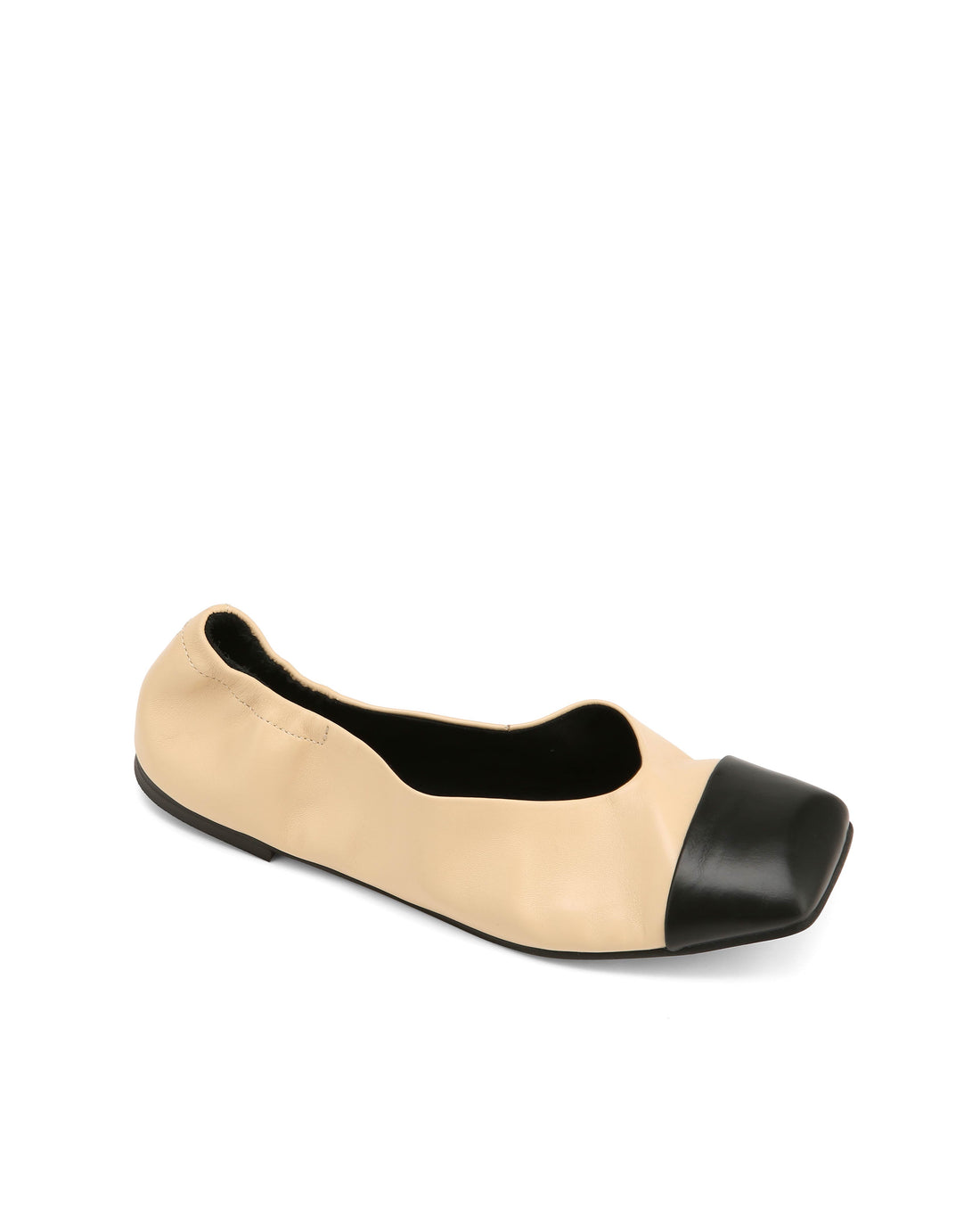 Clemmi Beige Leather/Black Toe