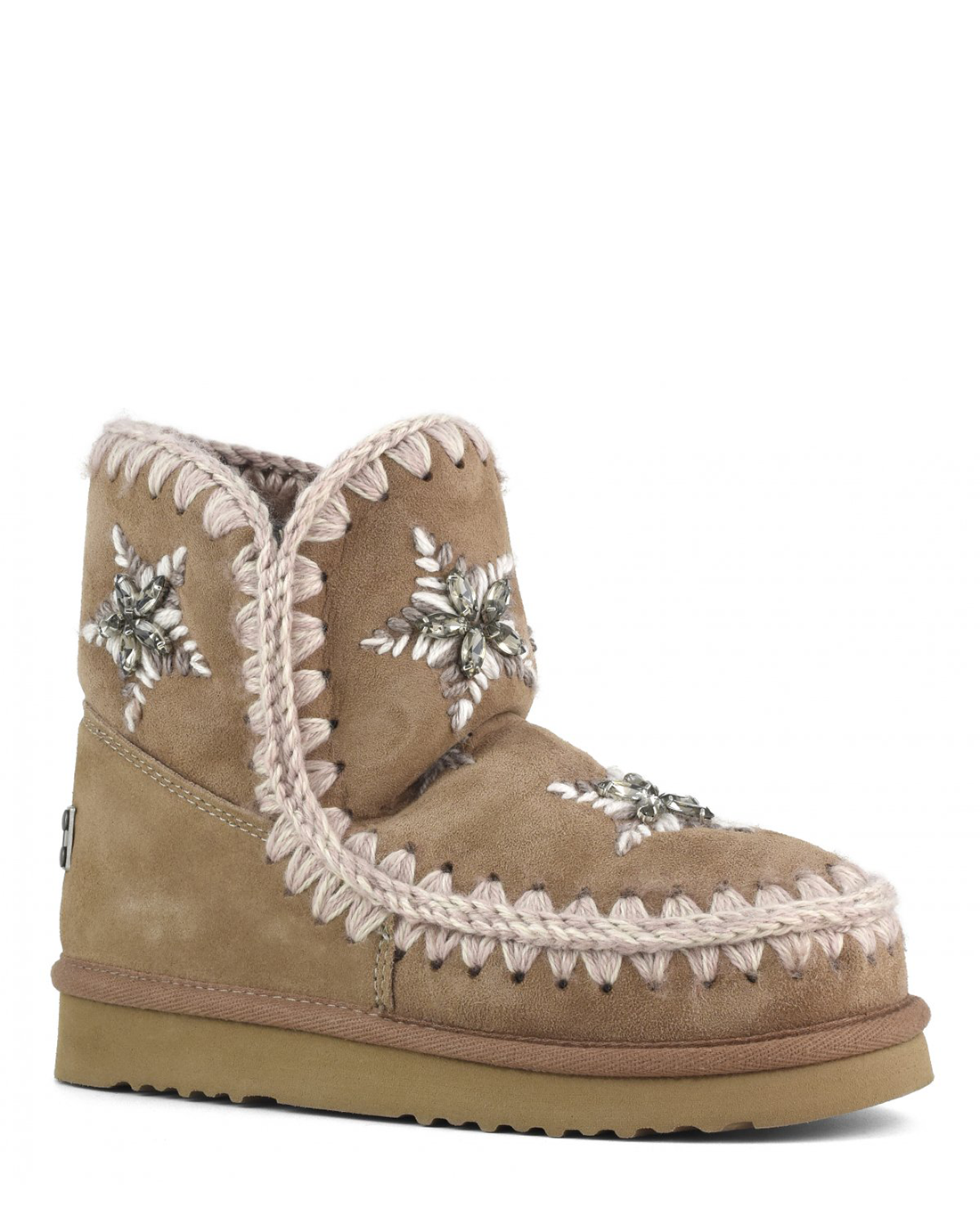 Eskimo Wool Stars & Rhinestones Pink Brown Suede MU.FW101077A