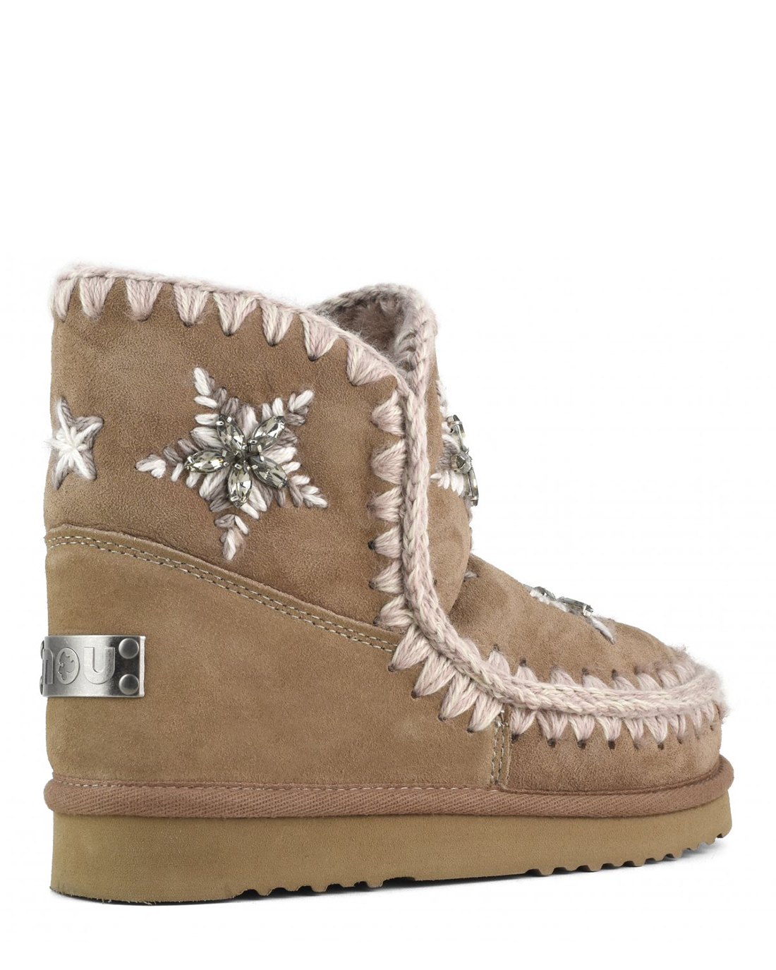 Eskimo Wool Stars & Rhinestones Pink Brown Suede MU.FW101077A