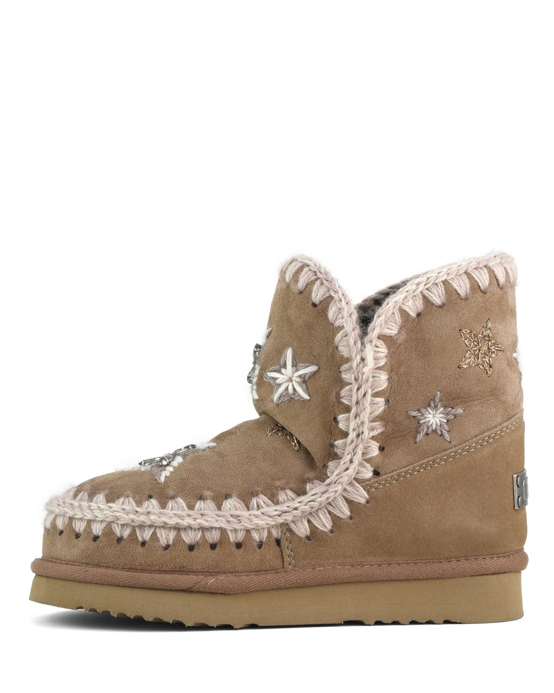 Eskimo Wool Stars & Rhinestones Pink Brown Suede MU.FW101077A
