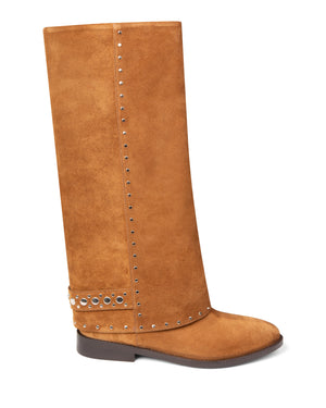 Cuff Stud Boot Tan Suede A5728