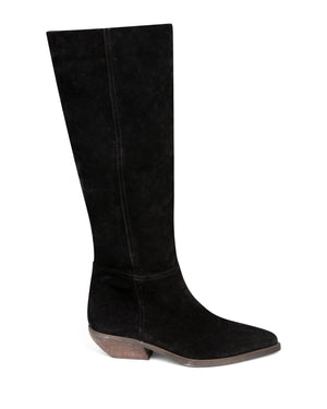 Western Knee High Boot Black Suede E4522