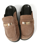 Tammy Mushroom Suede Mules - rear angled view