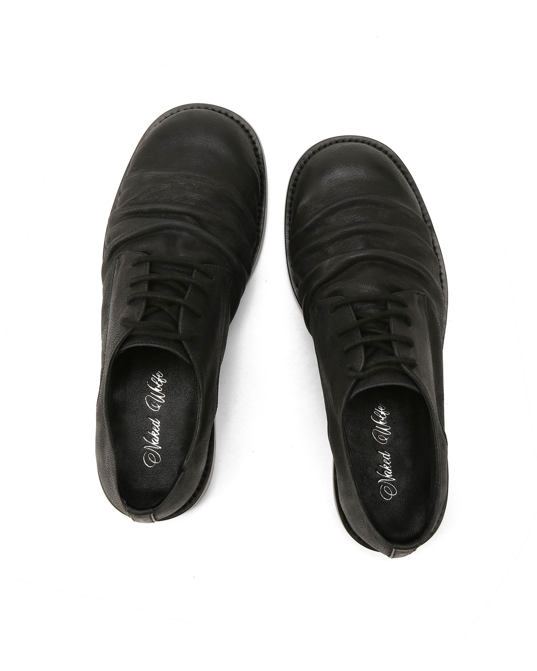 The Wrinkled Derby Black Leather